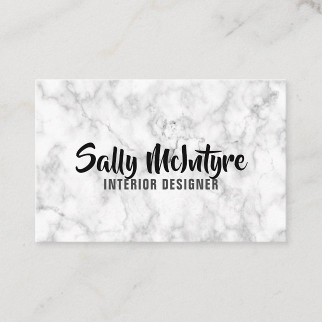 Personalisierte "Weißmarmor" (UK/Euro) Visitenkarte (Vorderseite)