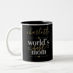 Personalisierte Welt Beste Mama Schwarz und Gold Zweifarbige Tasse
