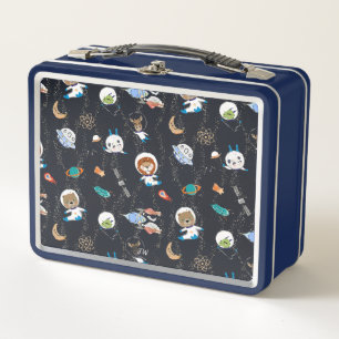 Personalisierte Weltraum-Tiere-Lunchbox Metall Brotdose