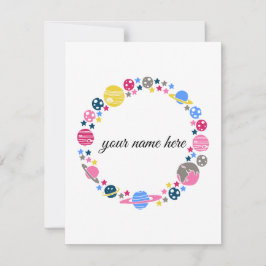 Personalisierte Weltraumnotecards für Mädchen Mitteilungskarte