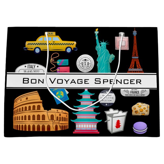 Personalisierte Weltreise Große Geschenktüte (Vorderseite)