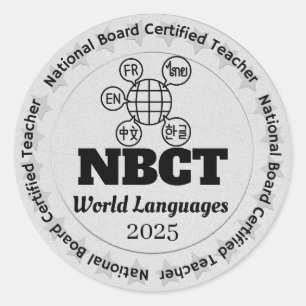 Personalisierte Weltsprachen - NBCT zertifizierter Runder Aufkleber