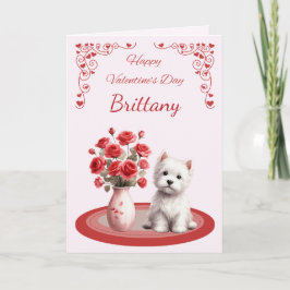 Personalisierte Westie mit Rosen Valentinstagskart Feiertagskarte