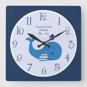 Personalisierte Whale-Uhr Quadratische Wanduhr
