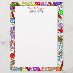 Personalisierte Whimsical Candy und Cupcakes Briefbogen