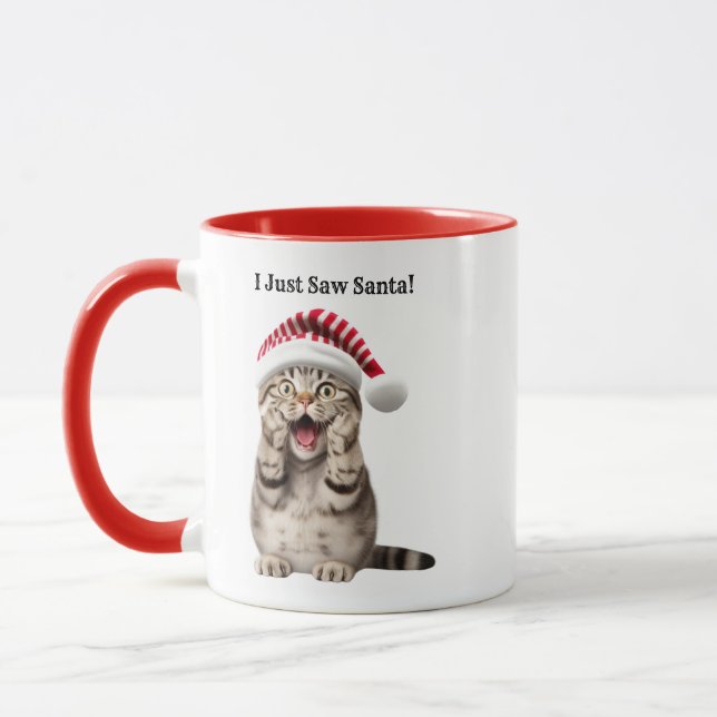 Personalisierte Whimsical Cat Weihnachtszeit Tasse (Links)