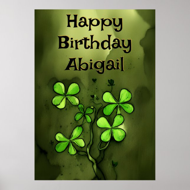 Personalisierte Whimsical Clovers Happy Birthday Poster (Vorne)