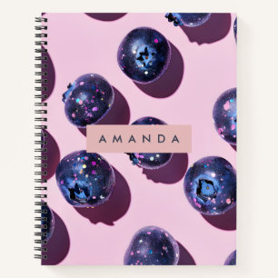 Personalisierte Whimsical Galaxy Blaubeere Notizbuch