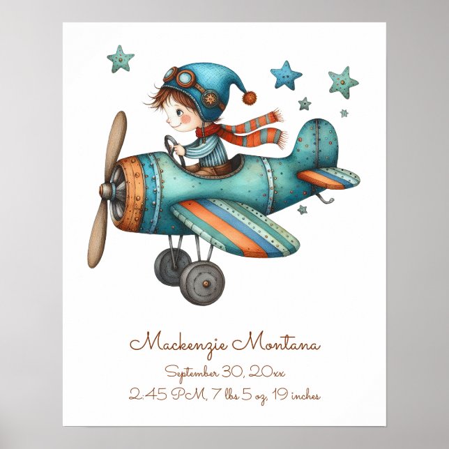Personalisierte Whimsical Illustration für Baby Poster (Vorne)