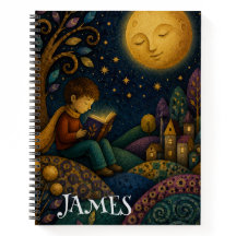 PERSONALISIERTE WHIMSICAL JUNGE LESEND UNTER DEM M