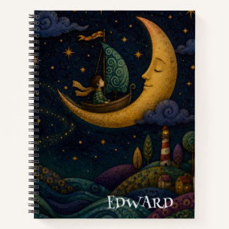 PERSONALISIERTE WHIMSICAL JUNGEN SEGLN GOLDENER MO NOTIZBUCH