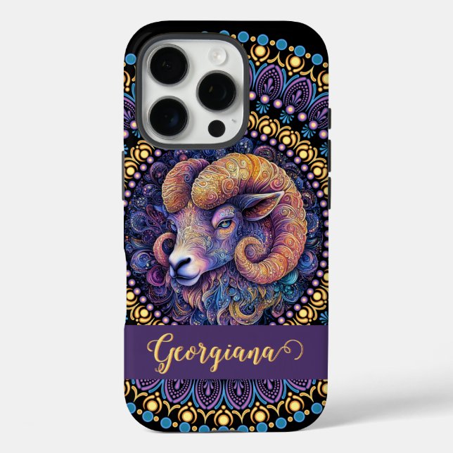 Personalisierte Whimsikanzüge Zodiac Dot Mandala Case-Mate iPhone Hülle (Rückseite)