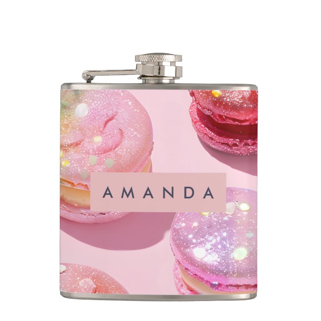 Personalisierte Whimsische Pastell-Macaron-Sparkli Flachmann (Vorderseite)