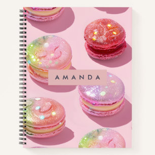 Personalisierte Whimsische Pastell-Macaron-Sparkli Notizbuch