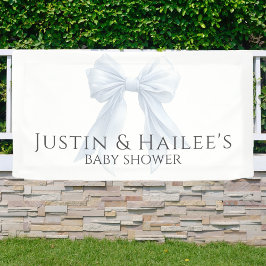 Personalisierte White Bow Girl Coquette Babydusche Banner