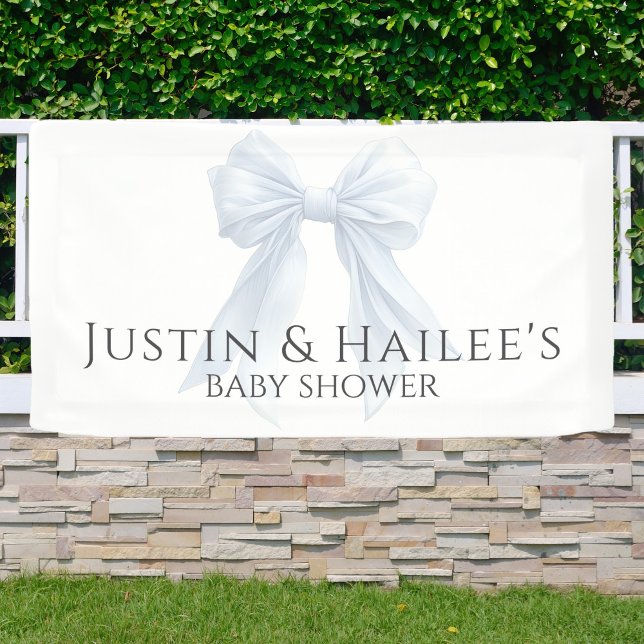 Personalisierte White Bow Girl Coquette Babydusche Banner (Von Creator hochgeladen)