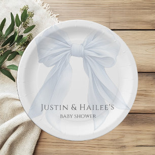Personalisierte White Bow Girl Coquette Babydusche Pappteller