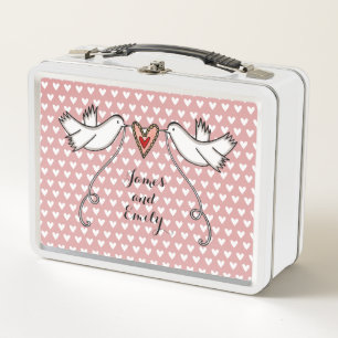 Personalisierte White Doves Hochzeitmetall-Lunch B Metall Brotdose