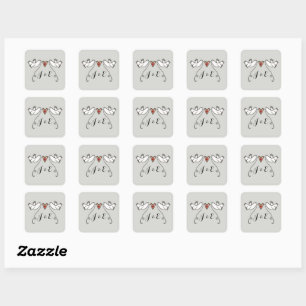 Personalisierte White Doves Hochzeitsticker Quadratischer Aufkleber