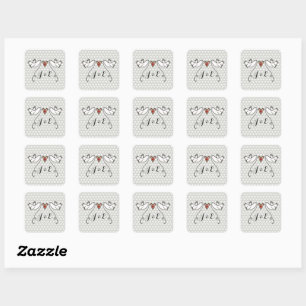 Personalisierte White Doves Hochzeitsticker Quadratischer Aufkleber