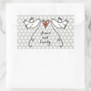 Personalisierte White Doves Hochzeitsticker Rechteckiger Aufkleber