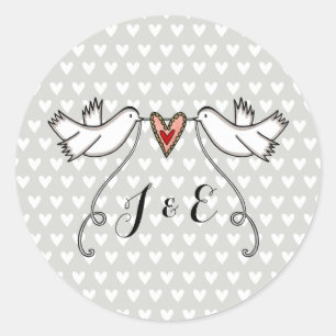 Personalisierte White Doves Hochzeitsticker Runder Aufkleber