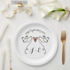Personalisierte White Doves Wedelfood Paper Plate Pappteller
