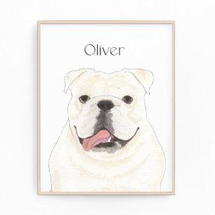 Personalisierte White English Bulldog Art Print Fotodruck