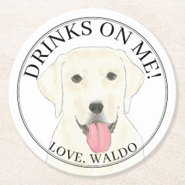 Personalisierte White Labrador Hochzeit Runder Pappuntersetzer