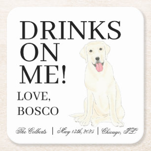 Personalisierte White Labrador Hunde Hochzeit Rechteckiger Pappuntersetzer