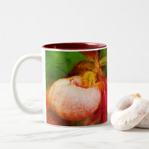 Personalisierte White Lady Slipper Floral Art Zweifarbige Tasse