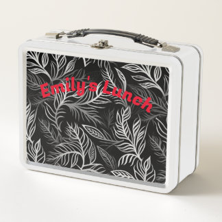Personalisierte White Metal Lunch Box mit Fun Blac