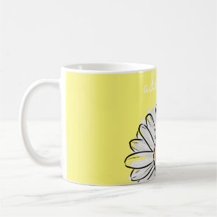 Personalisierte White & Yellow Daisy Kaffee Tasse