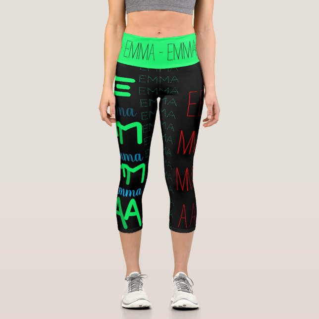 Personalisierte Wiederholung von Namen 4 Buchstabe Capri Leggings (Vorderseite)