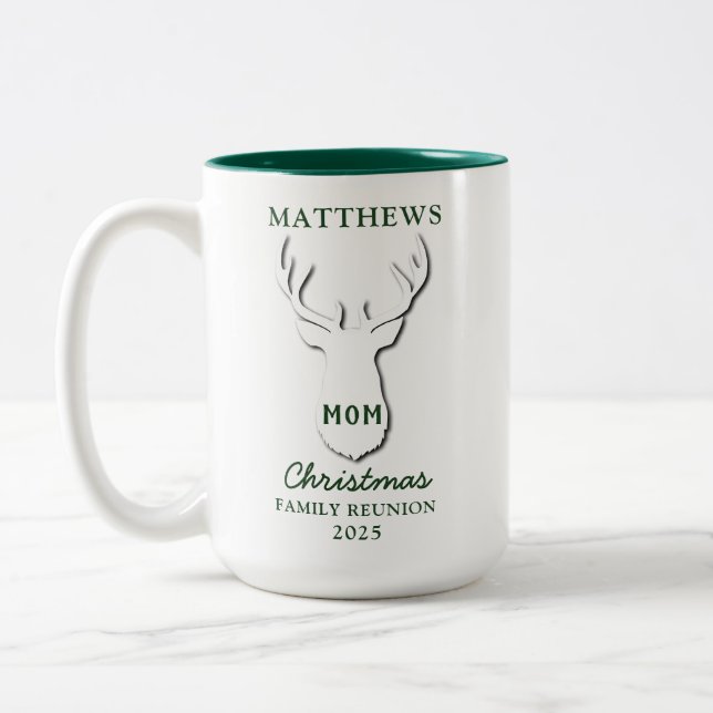 Personalisierte Wiedersehen-Mama für Weihnachtslie Zweifarbige Tasse (Links)