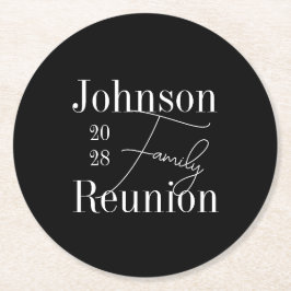 Personalisierte Wiedersehen Schwarz-Weiß-Party Runder Pappuntersetzer