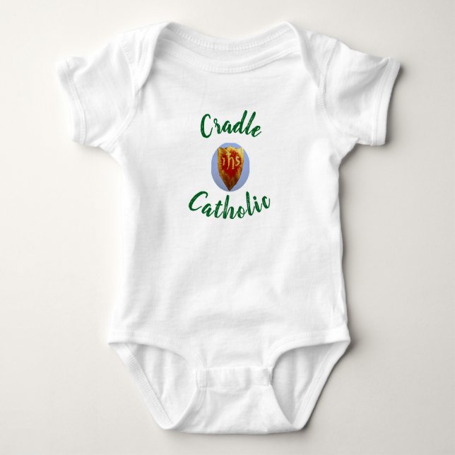 Personalisierte "Wiege-Katholik" Baby Strampler (Vorderseite)