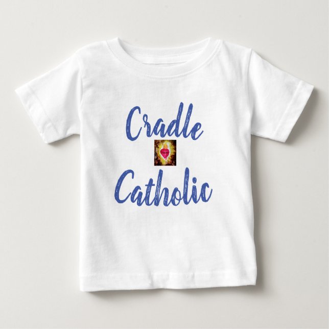 Personalisierte Wiege katholisch Baby T-shirt (Vorderseite)