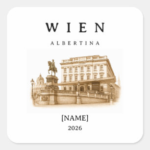 Personalisierte Wien Albertina Name & Jahr Quadratischer Aufkleber