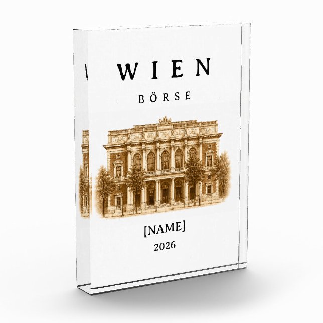 Personalisierte Wien Börse | Name & Jahr Fotoblock (Links)