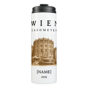 Personalisierte Wien Gasometer Name & Jahr Thermosbecher
