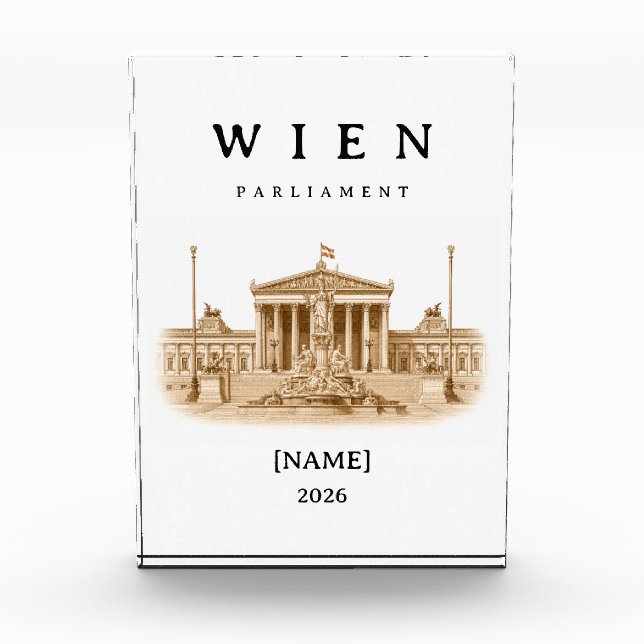 Personalisierte Wien Parlament | Name & Jahr Fotoblock (Vorderseite)