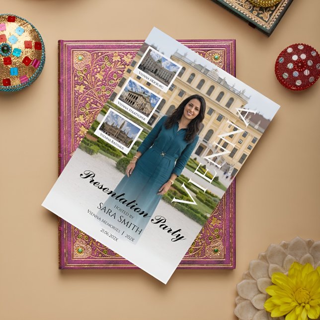 Personalisierte Wien Präsentationsabend Einladung  (Personalize this elegant Vienna invitation with your own photos and event details.)