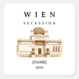 Personalisierte Wien Secession Name & Jahr Quadratischer Aufkleber