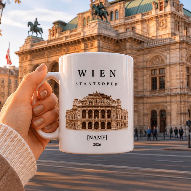 Personalisierte Wien Staatsoper Tasse | Name  (Deine personalisierte Wien Staatsoper Tasse stilvoll einzigartig mit deinem Namen gestaltet)