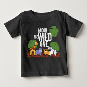 Personalisierte WILD ONE Green Safari 1. Geburtsta Baby T-shirt