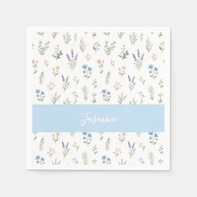 Personalisierte Wildblume Benutzerdefinierter Name Serviette (Vorderseite)