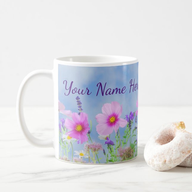 Personalisierte Wildblume Blumencoffee Tasse (Mit Donut)