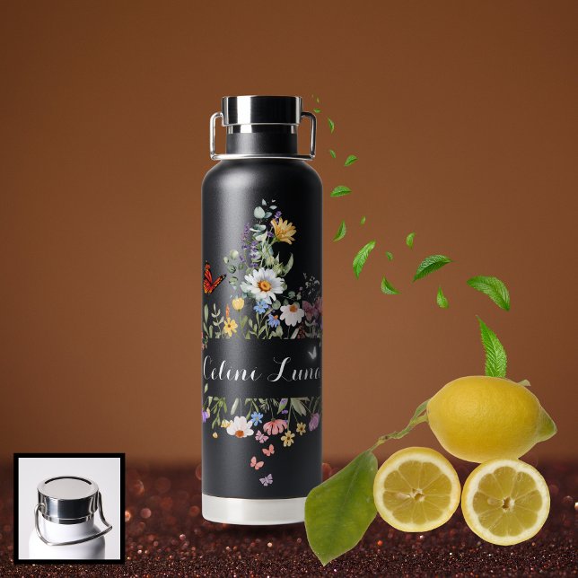 Personalisierte Wildblume Butterfly Garden Trinkflasche (Personalized Wildflower Butterfly Garden Water Bottle)