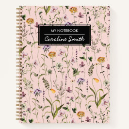 Personalisierte Wildblume Garten Blumenmuster Notizbuch